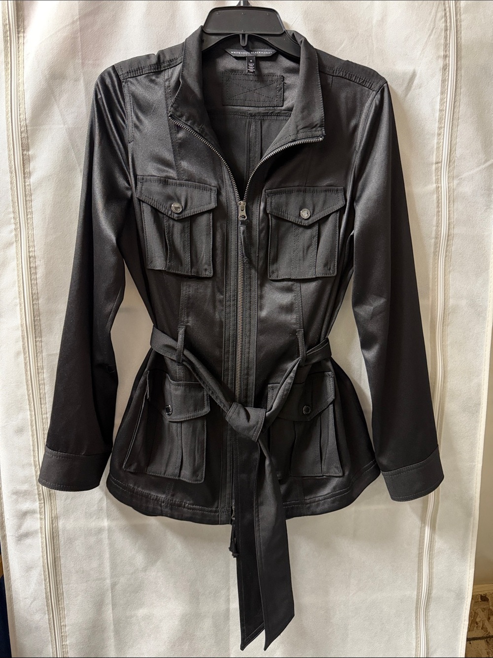 White House Black Market Black Belted Utility Jacket